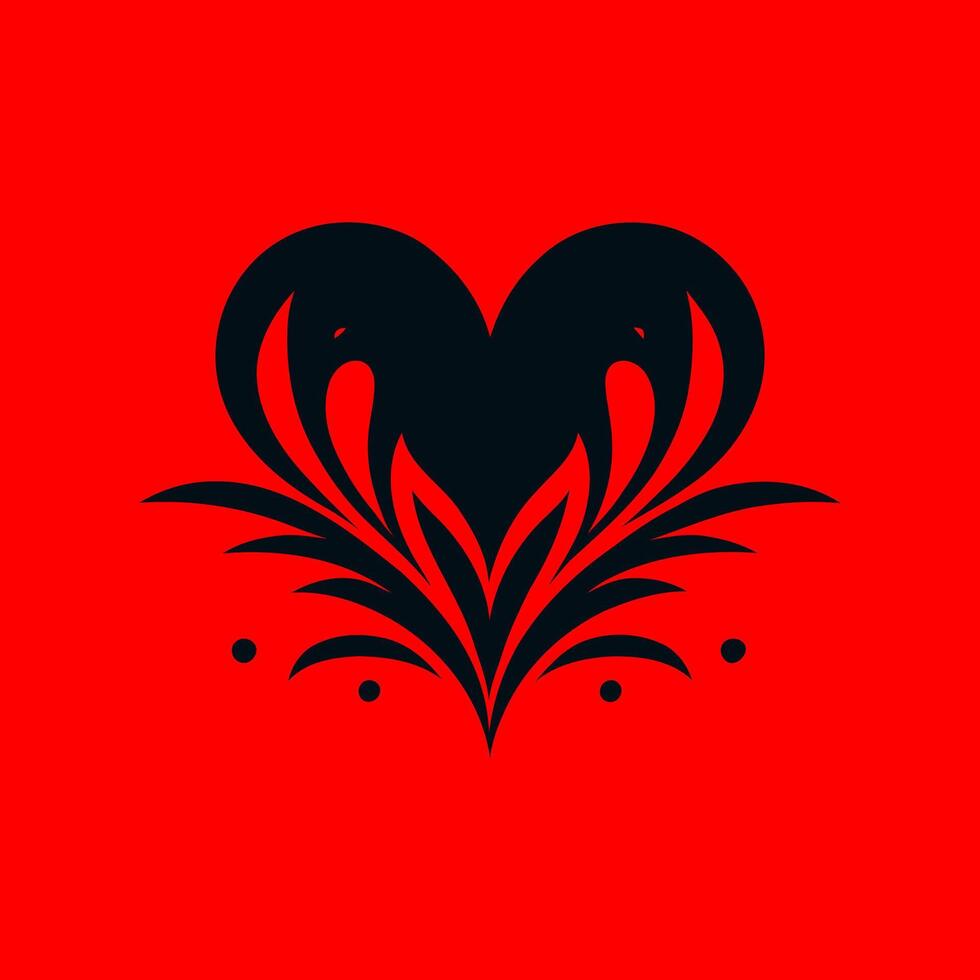 a black and red heart on a red background vector