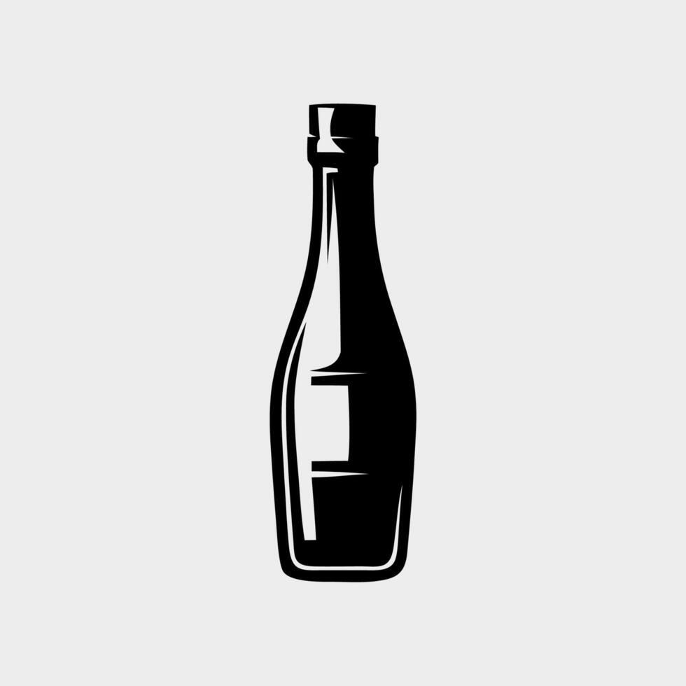 Minimalist Black and White Bottle Icon. Beverage Packaging Symbol vector