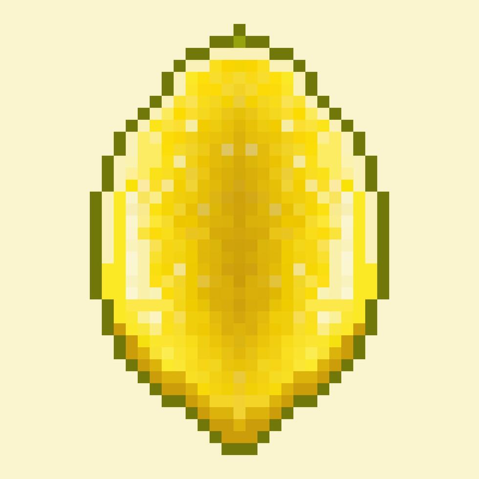 Pixel art lemon fruit. A classic 8-bit style, it features sharp yellow hues perfect for food or retro themes. vector