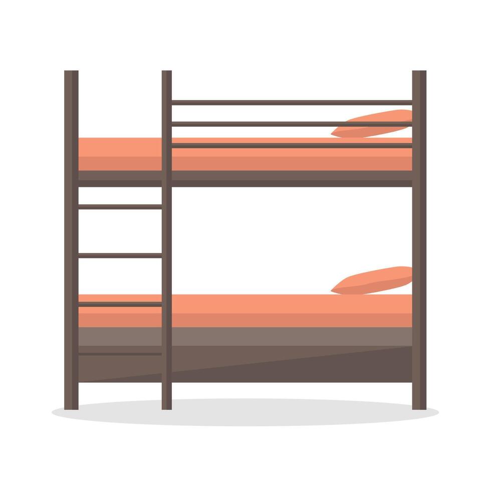 Bunk bed icon with pillows isolated on white background. Bed for room, dormitory, hostel, hotel. vector