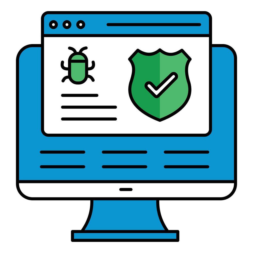 Computer Malware Security Shield Icon Design, virus defense, antivirus icon, secure data vector