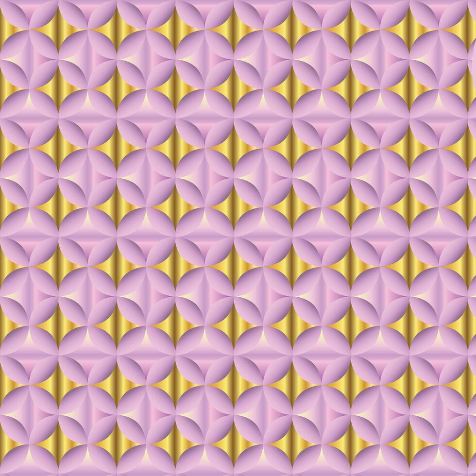 A pink and gold pattern with many circles vector