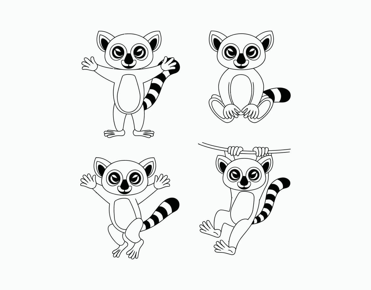 Lemur Silhouette EPS Template on White Background vector