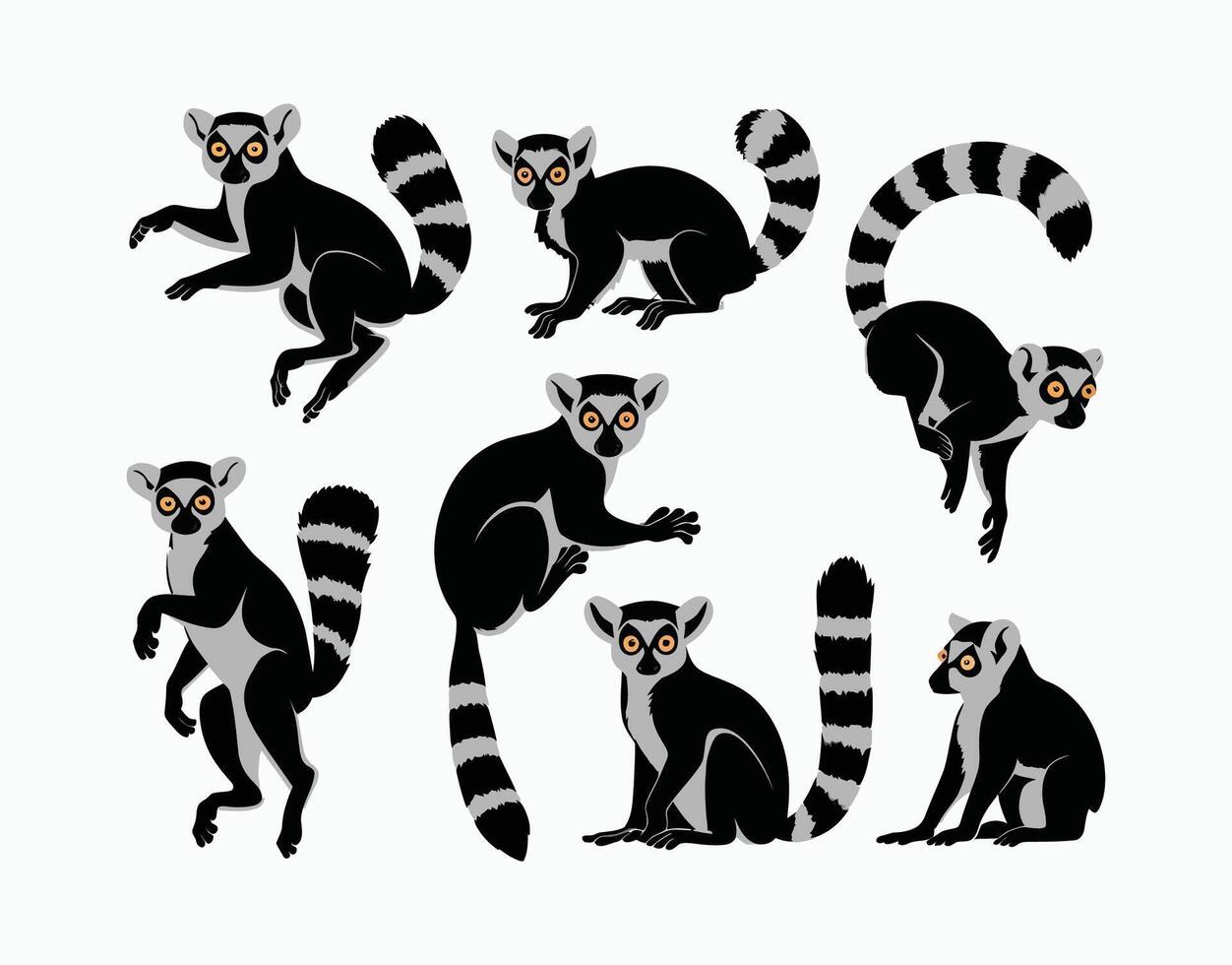 Lemur Silhouette EPS Template Collection vector