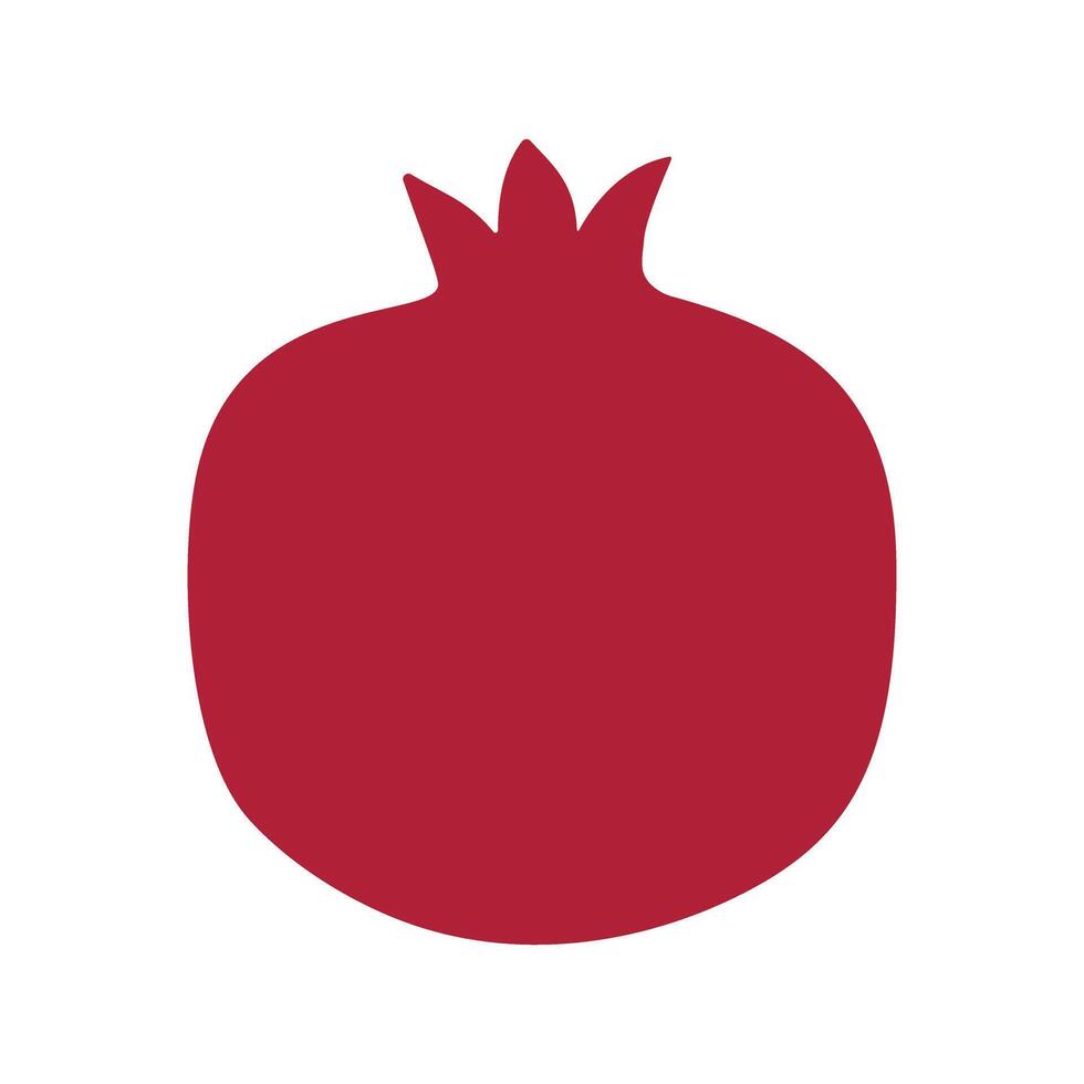 A red fruit with a green stem. The fruit is a pomegranate. The pomegranate is the main focus of the image vector