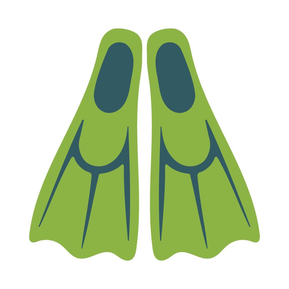 Two green flippers with blue trim. They are on a white background vector