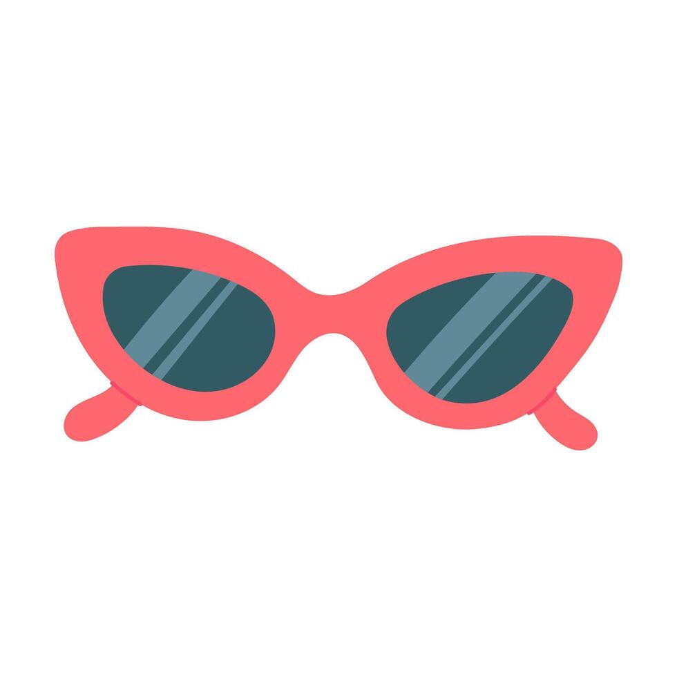 A pair of pink sunglasses with blue lenses. The sunglasses are designed to look like a cat's eyes vector
