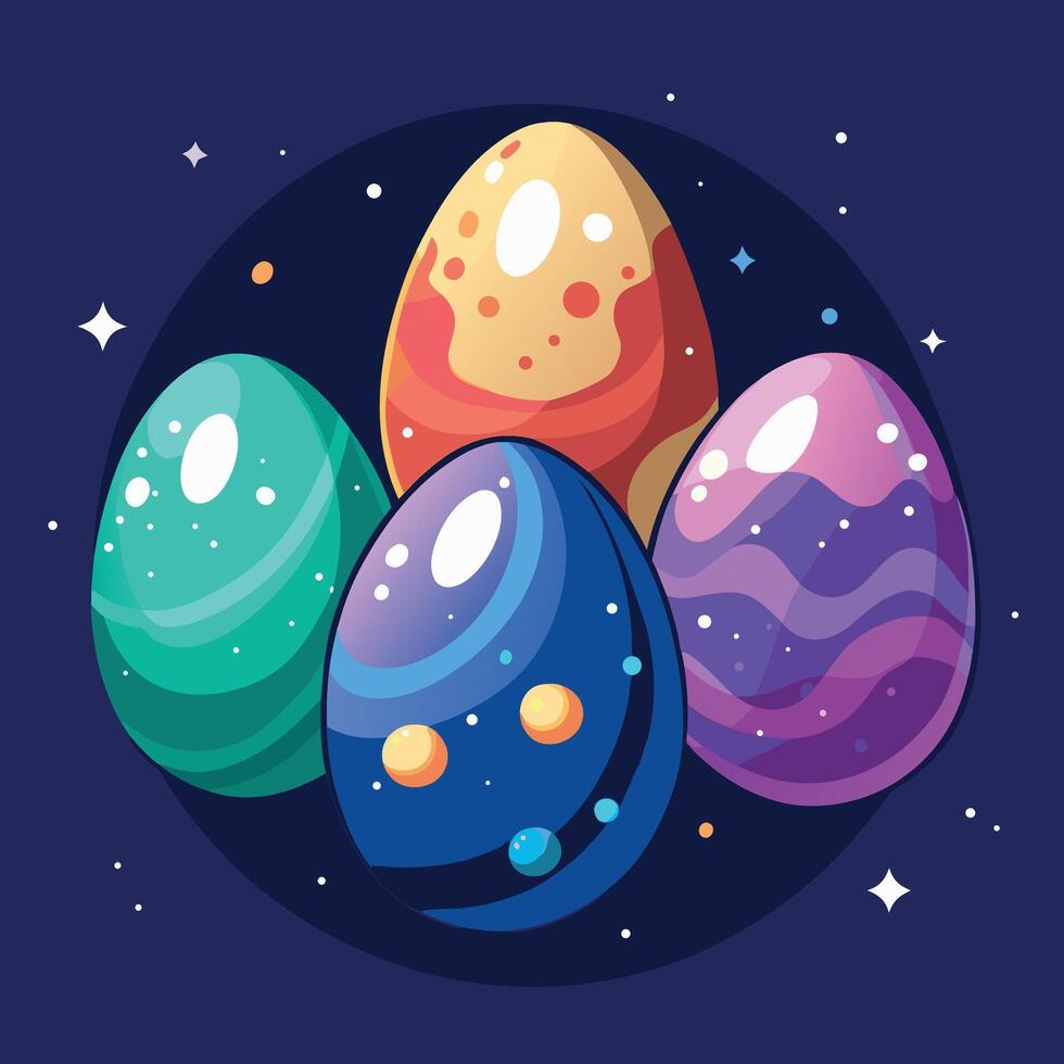 easter eggs in space illustration vector