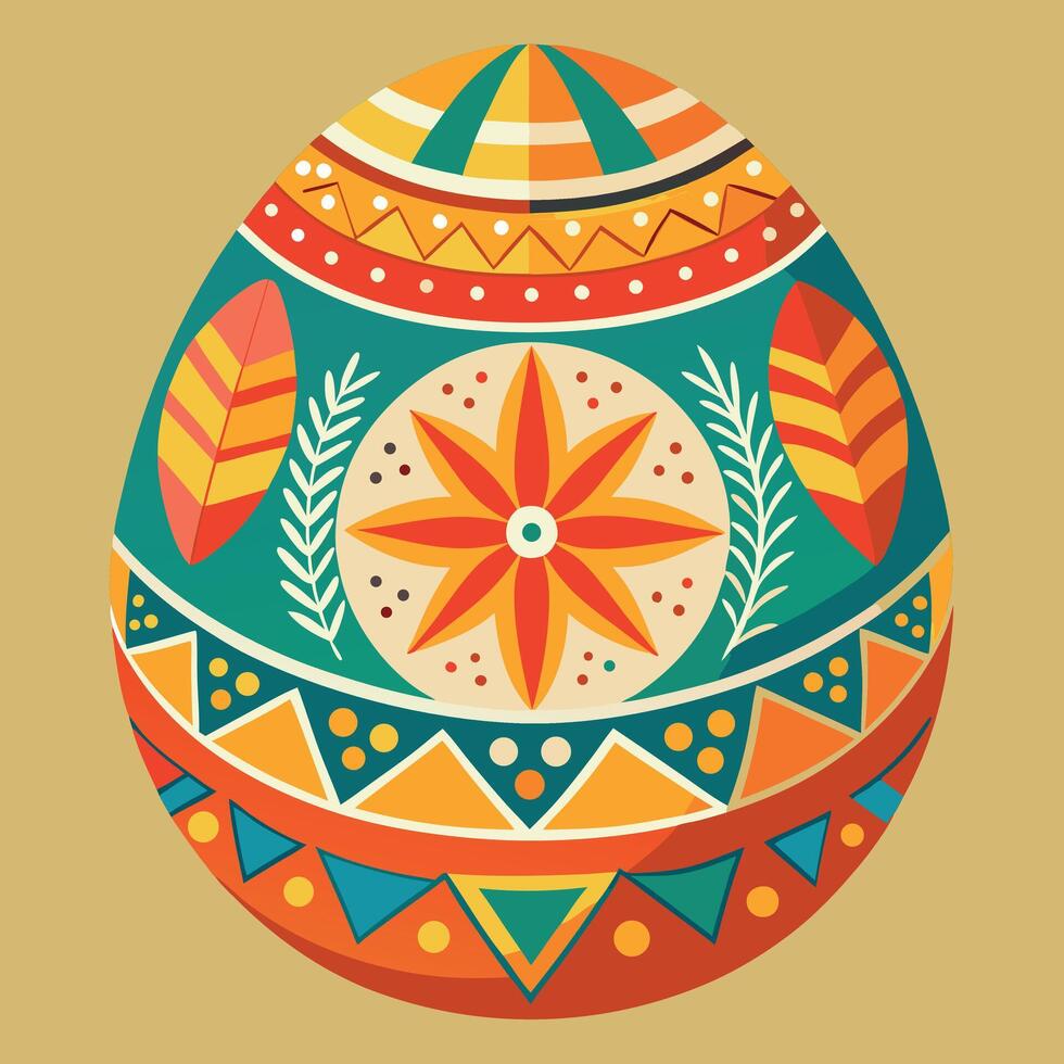 an easter egg with a colorful pattern on it vector