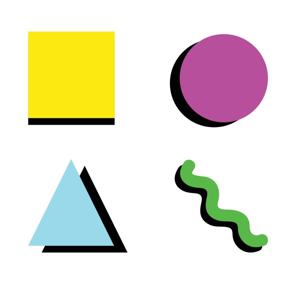 basic square, triangle, circle and wave shapes isolated on a white background vector