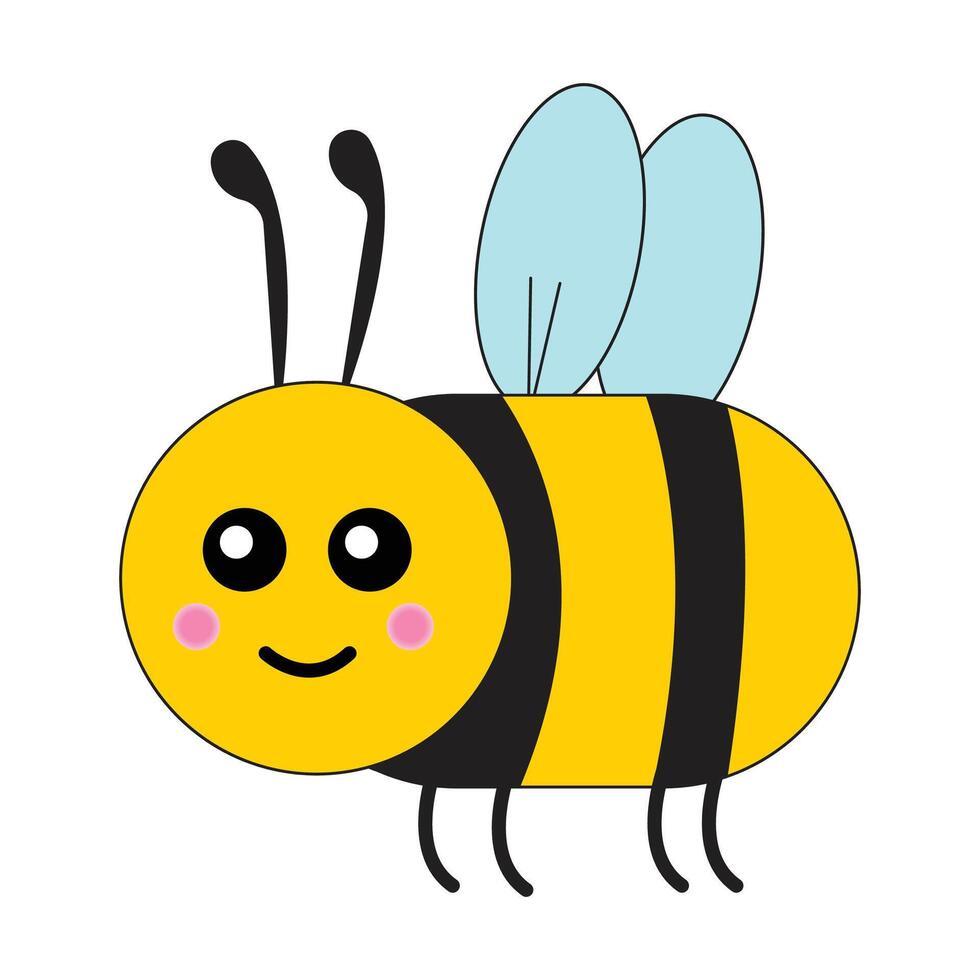A yellow bee isolated on a white background vector