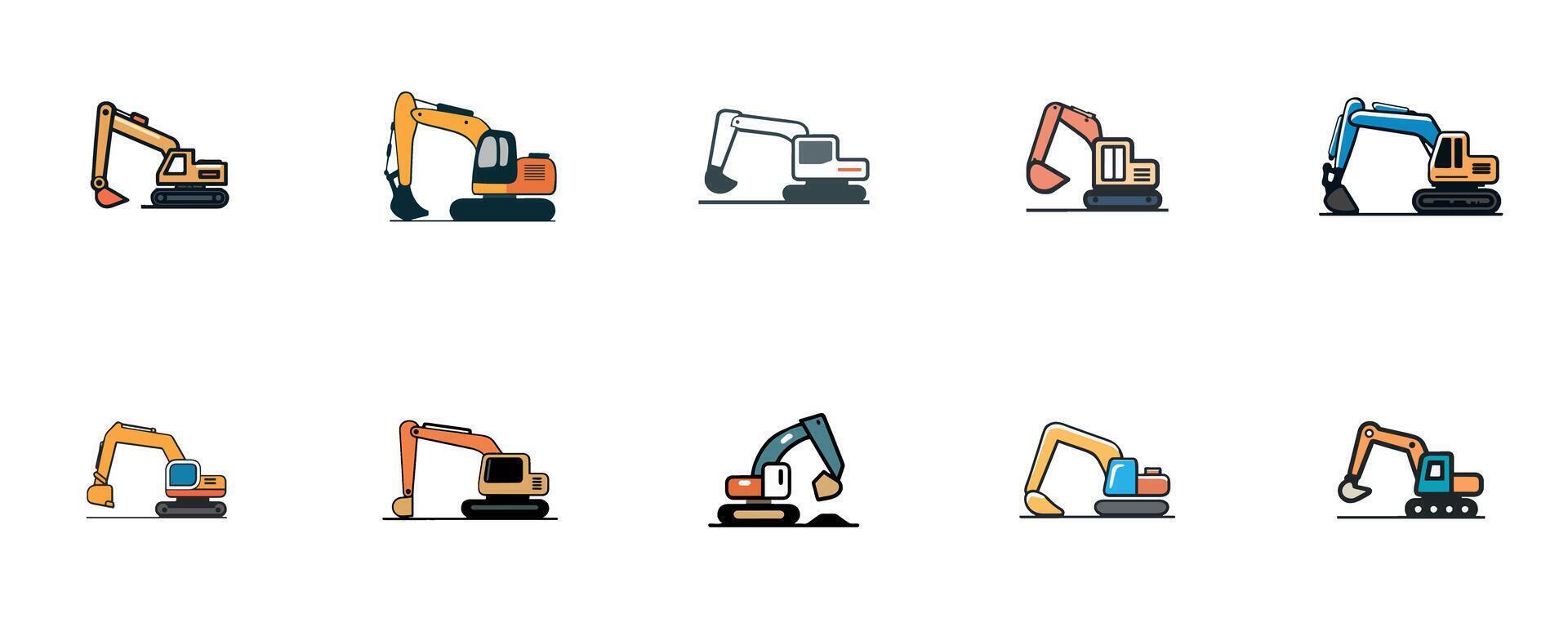 Excavator Construction Machinery Digging and Earthmoving vector