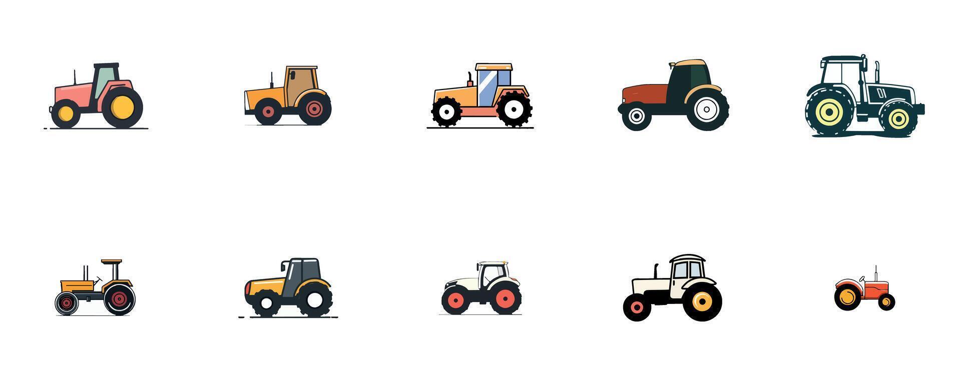 Colorful Tractors for Agriculture and Farming vector