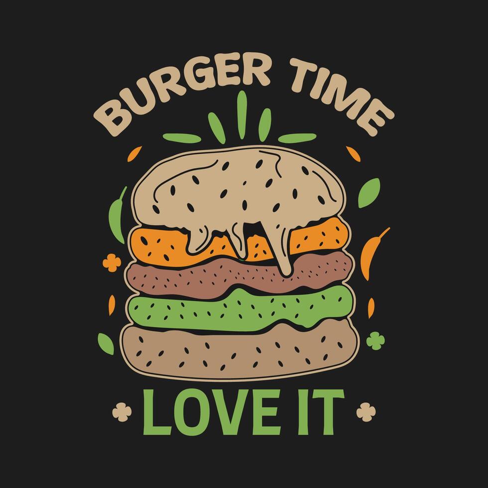 Burger t shirt design with simple graphic vector