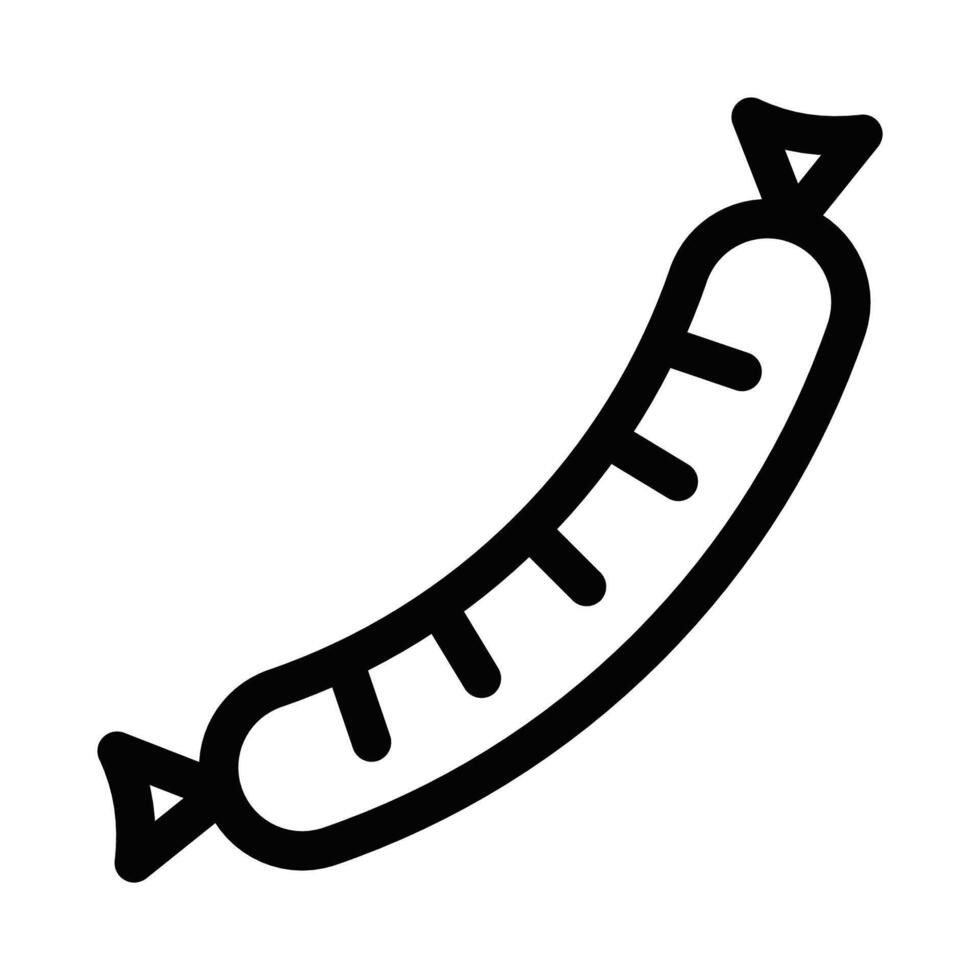 Curved sausage with tied ends icon. Editable stroke. vector