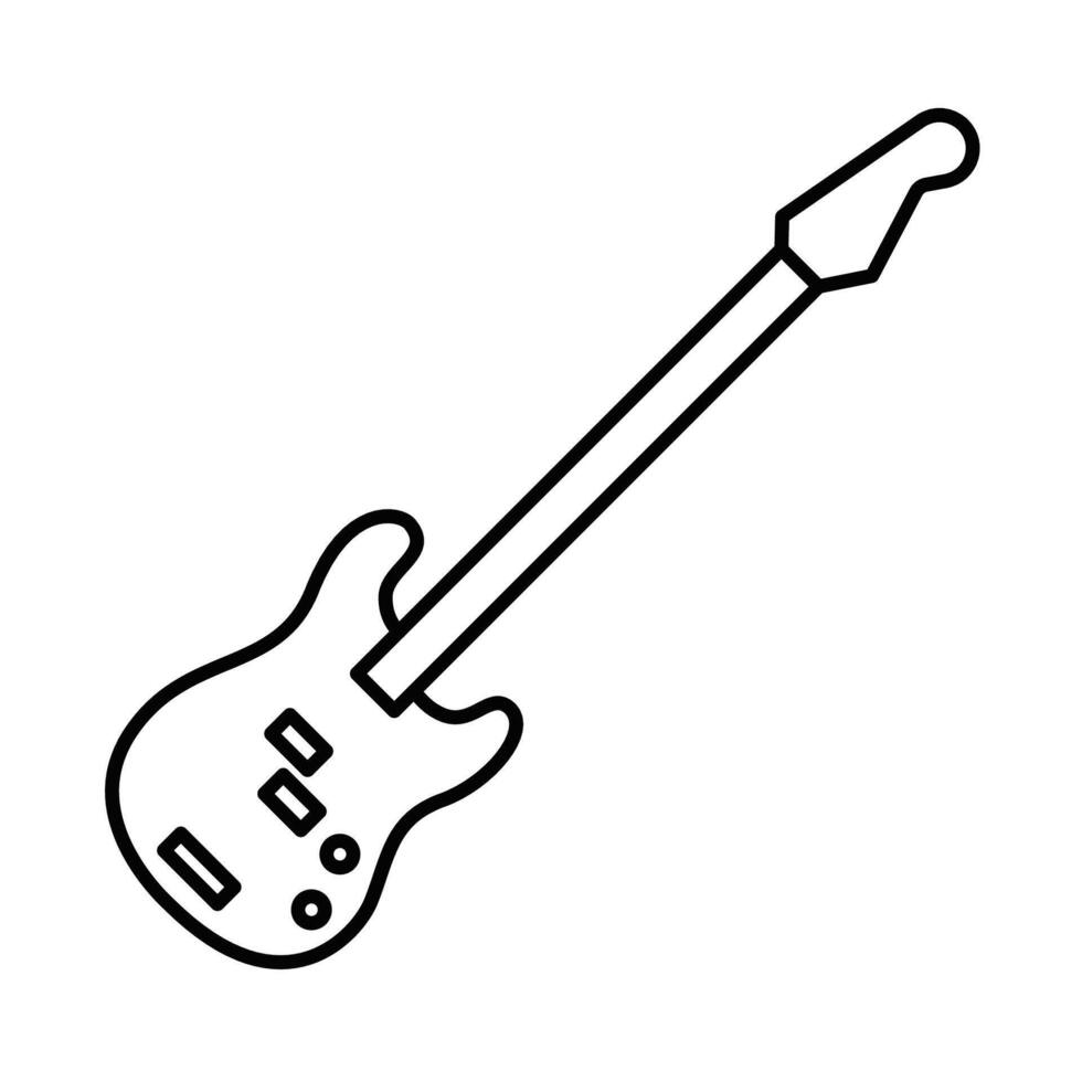 Electric bass guitar icon in minimal line style. Editable stroke. vector