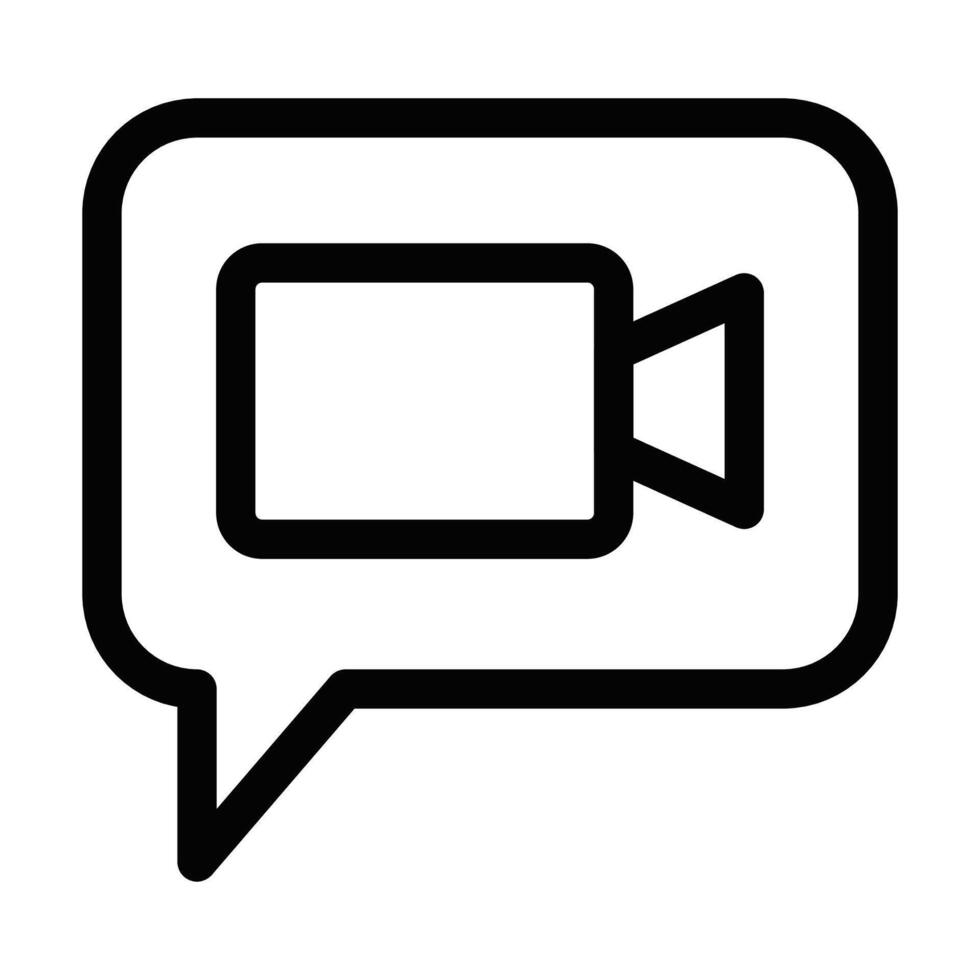 Chat bubble with camera icon . Editable stroke. vector