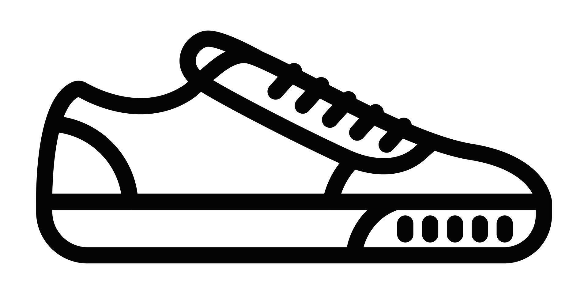 Sporty sneaker icon with thick sole. Editable stroke. vector