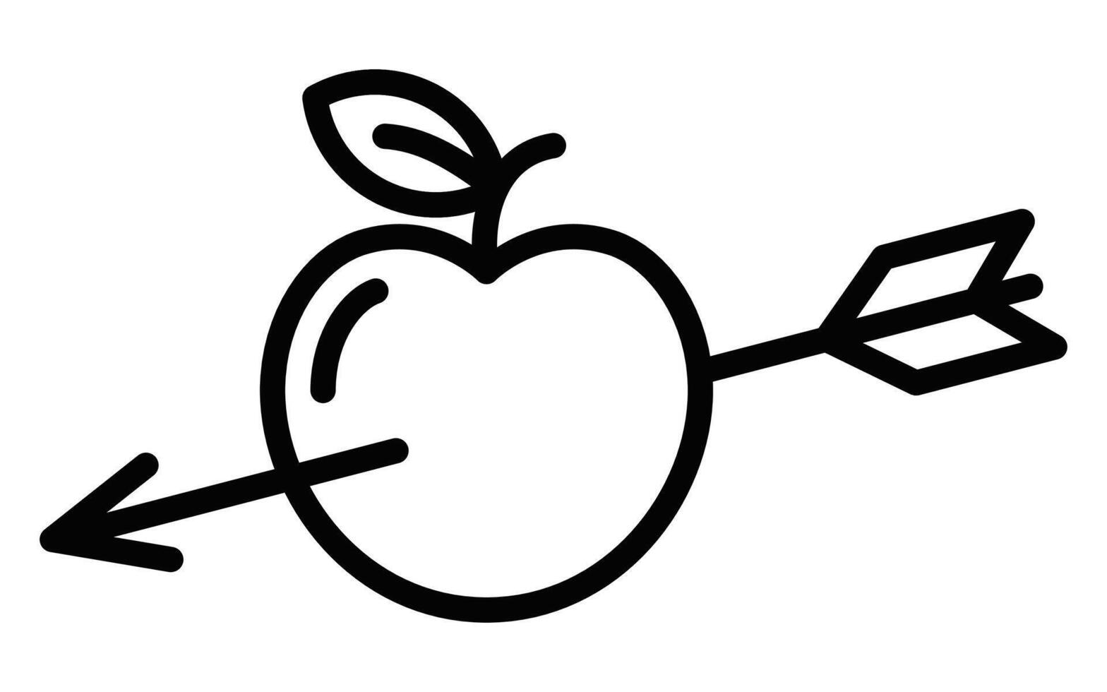 Arrow hits apple icon minimal style. Editable stroke. vector