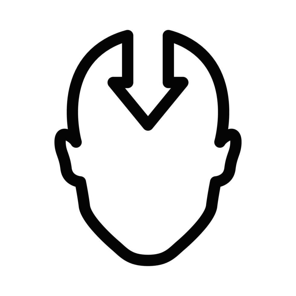 Head with double down arrow icon. Editable stroke. vector
