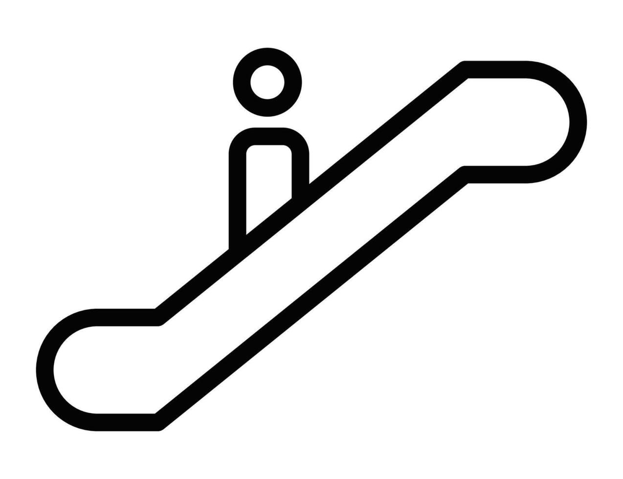 Escalator with human figure standing. Editable stroke. vector