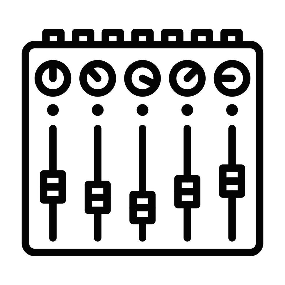 Equalizer mixer with vertical faders. Editable stroke. vector