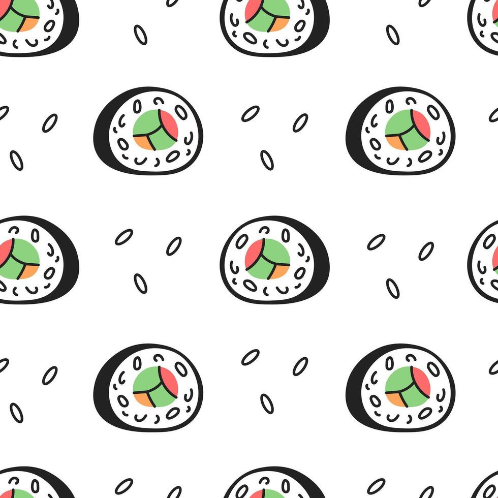 Sushi with Rice Seamless Pattern vector