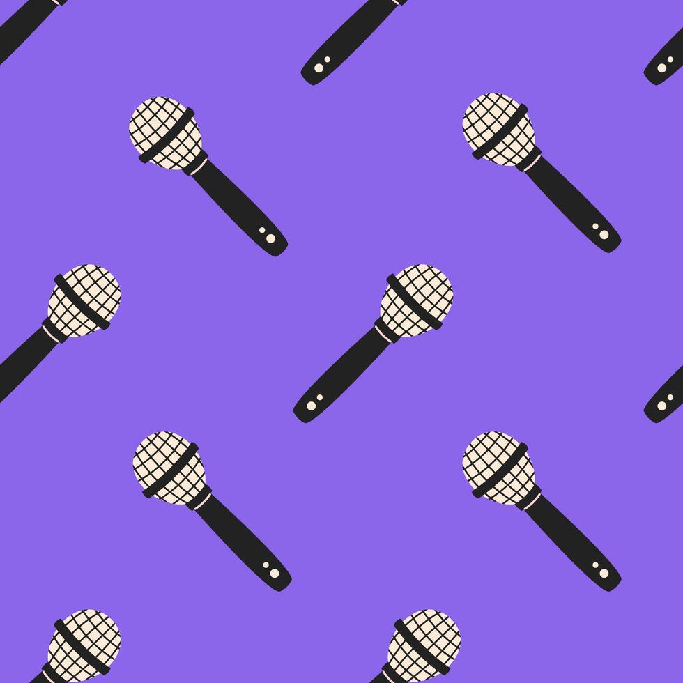 Falling Microphone Seamless Pattern vector
