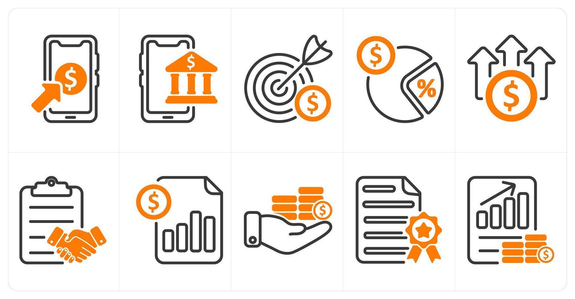 A set of 10 business and seo icons as pay per click, online banking, business target vector