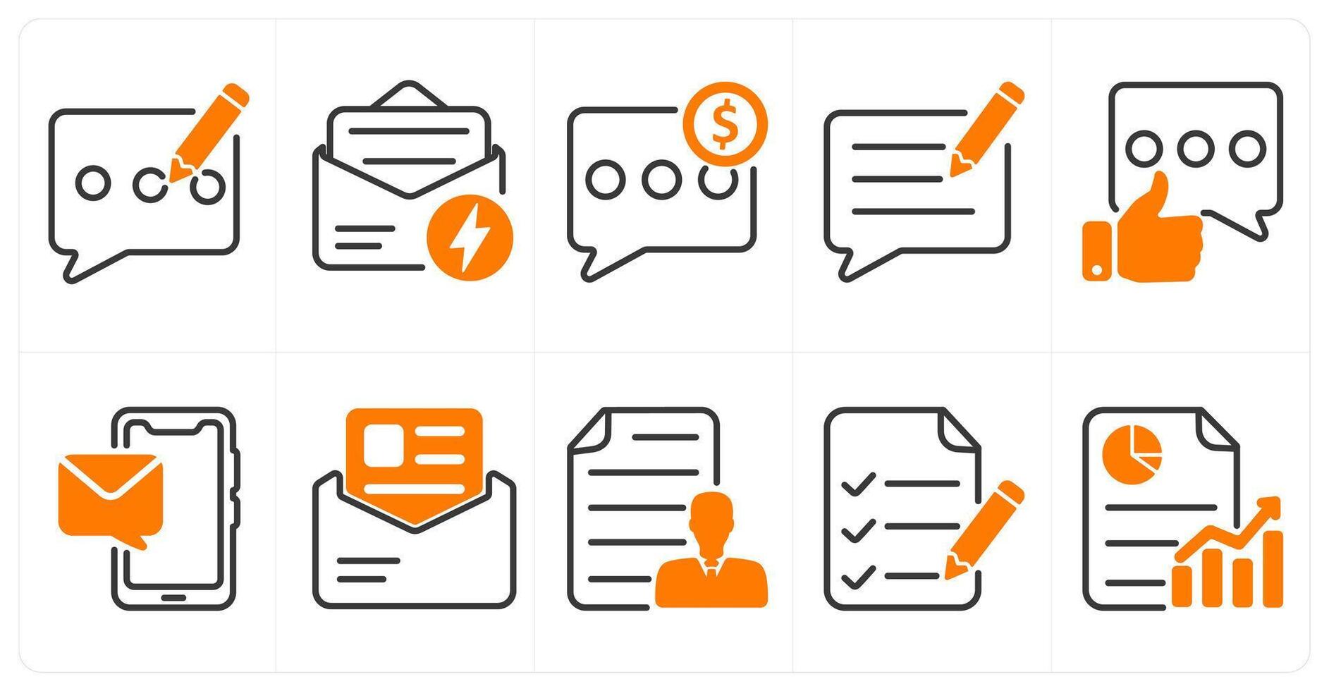 A set of 10 business and seo icons as blog, fast message, discuss budget vector