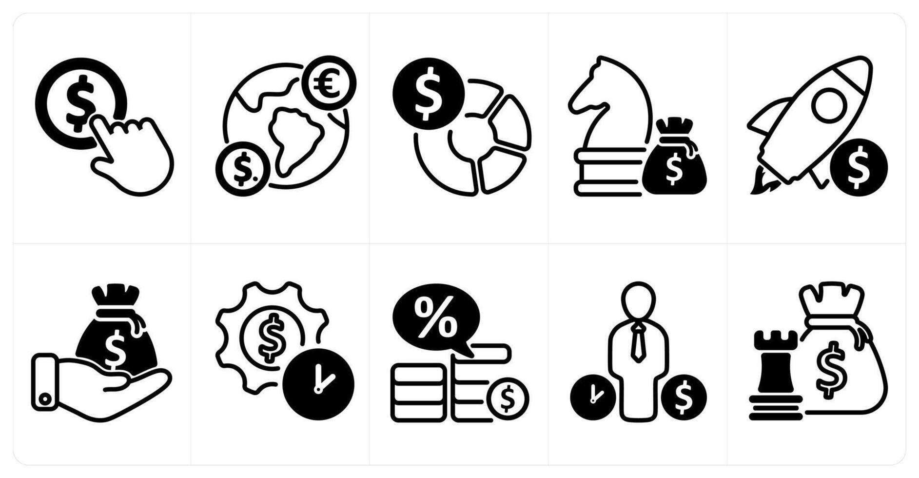A set of 10 business icons as employee details, agreement, verified file in black color vector