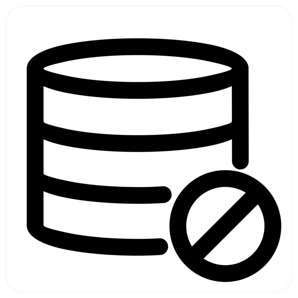 Server Prohibited and ban icon concept in black color vector