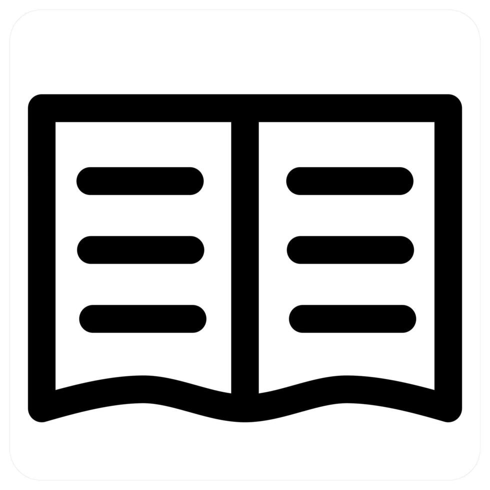 Open Book and education icon in black color vector