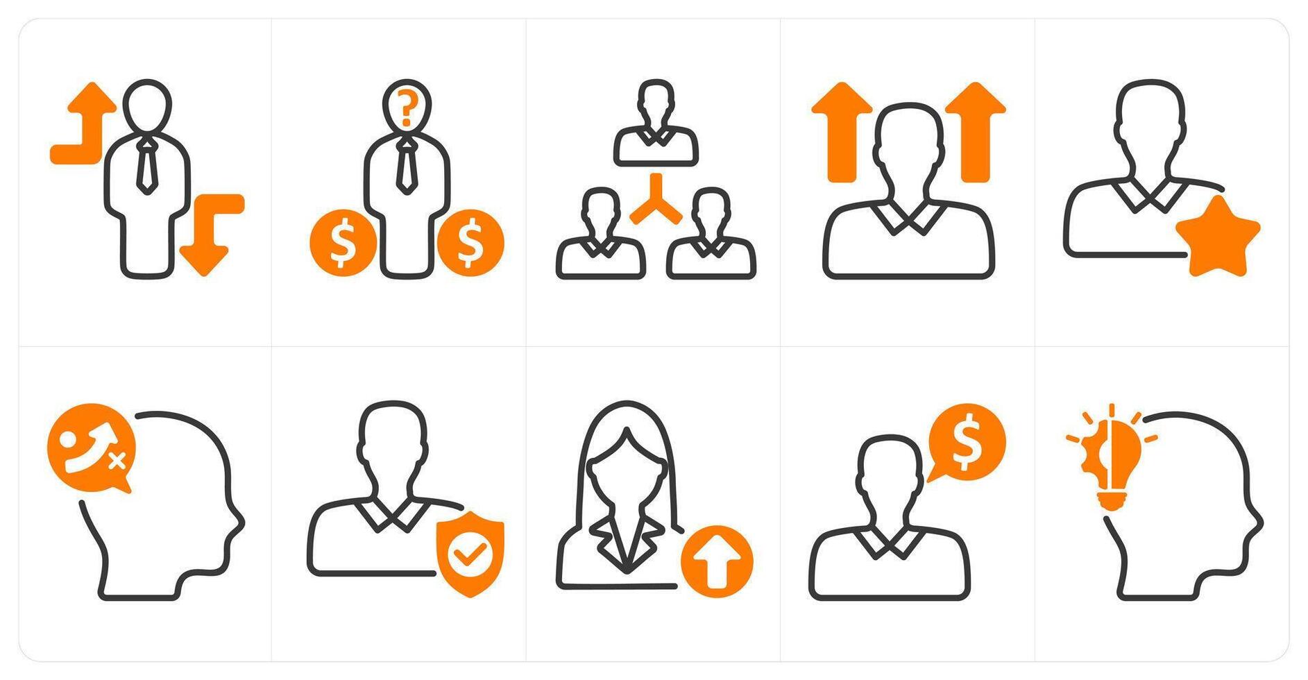 A set of 10 business and seo icons as crisis overcome, confusion in selecting, investment, user network vector