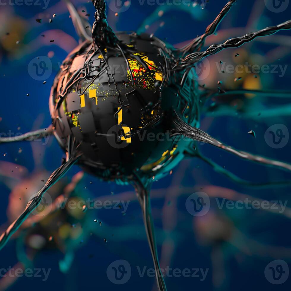 Neural Symphony. A Stylized Neuron with Dendritic Elegance photo