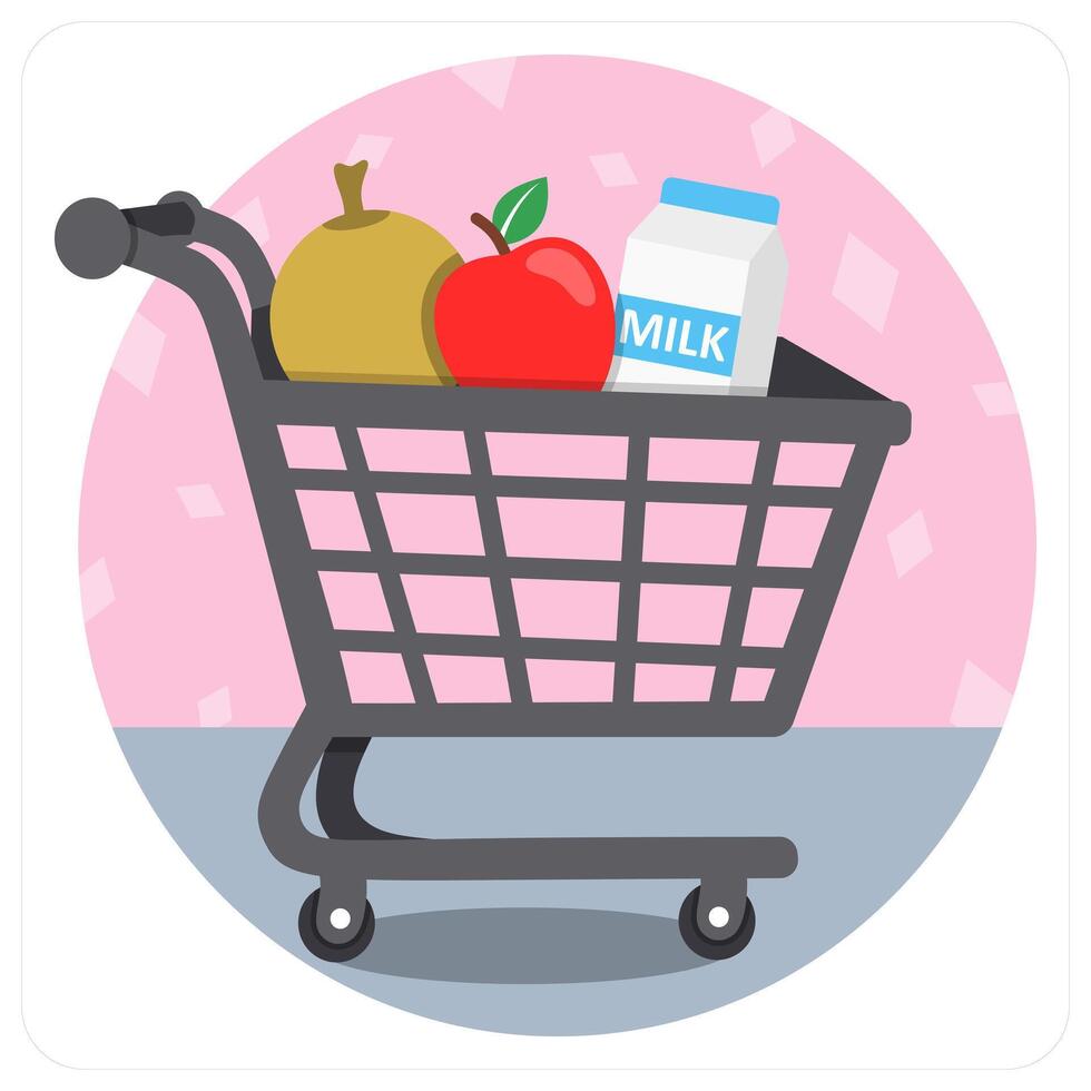 Grocery and cart vector