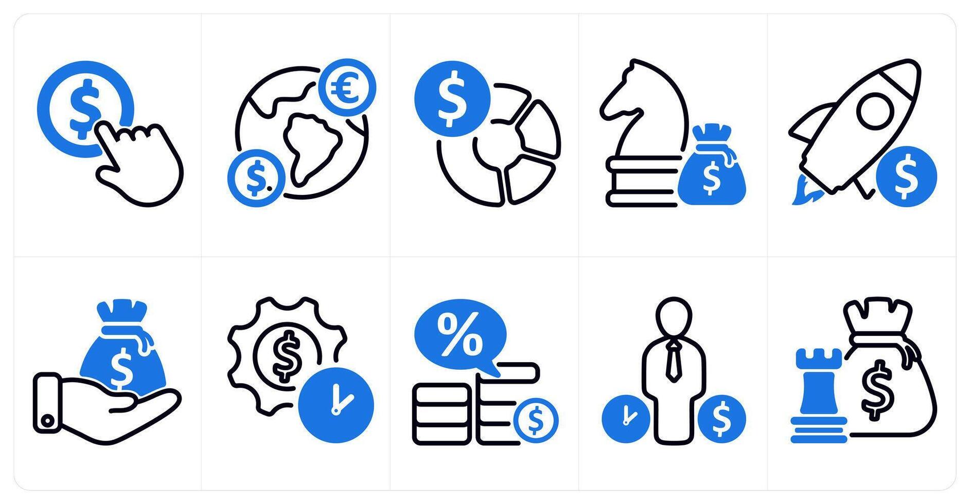A set of 10 business icons as employee details, agreement, verified file in blue color vector