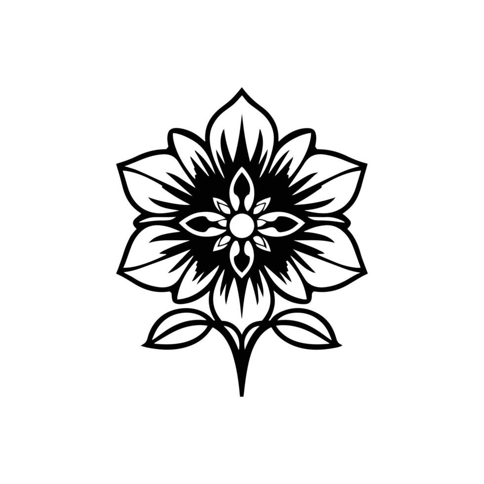 A black and white flower design, flower logo vector