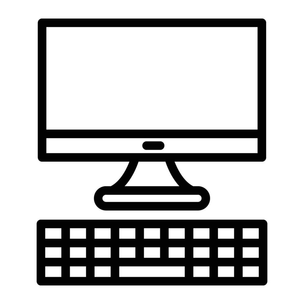 Desktop Computer Line Icon Design vector