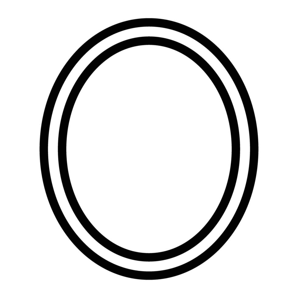 A black and white oval with a white border vector