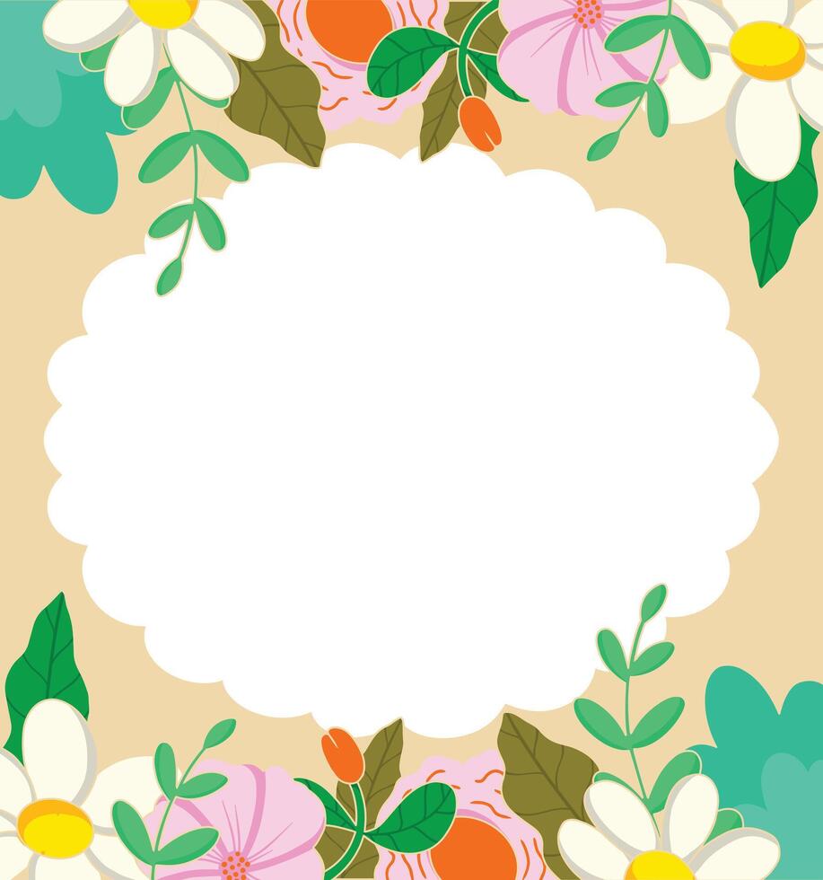 Floral Border with Blank Space for Text vector