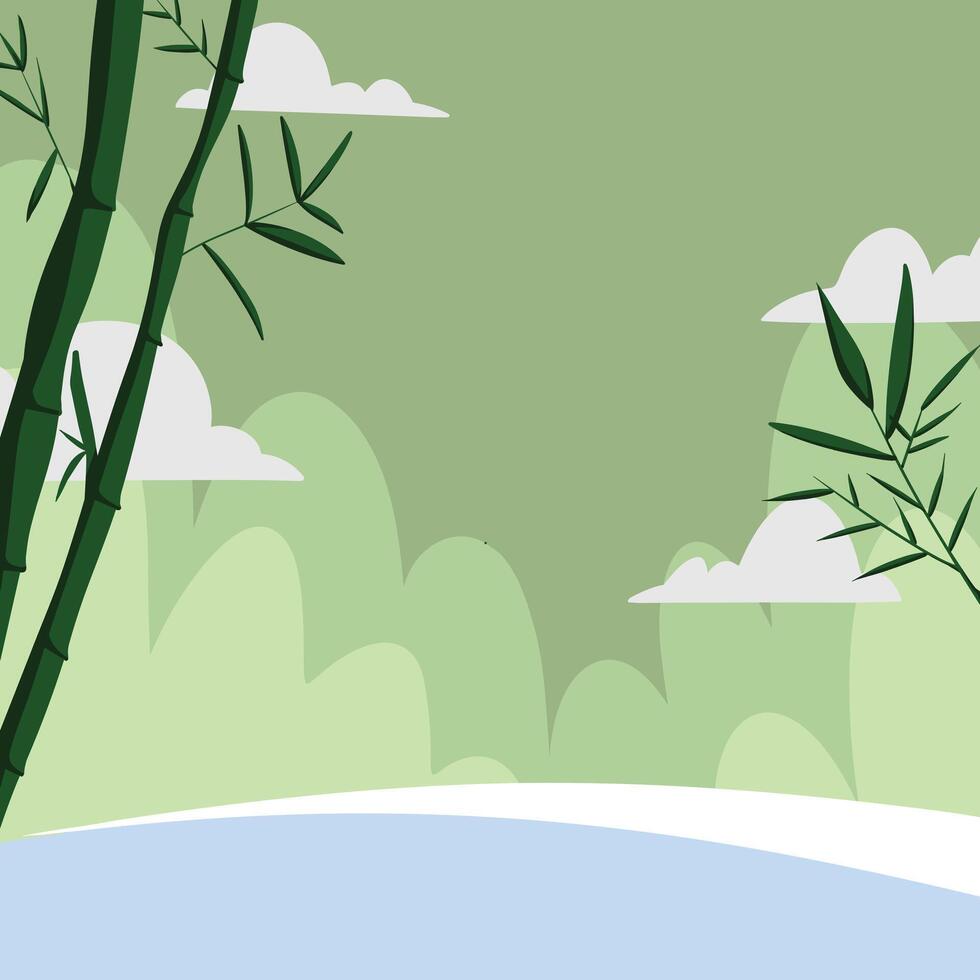 Bamboo Forest River Landscape vector