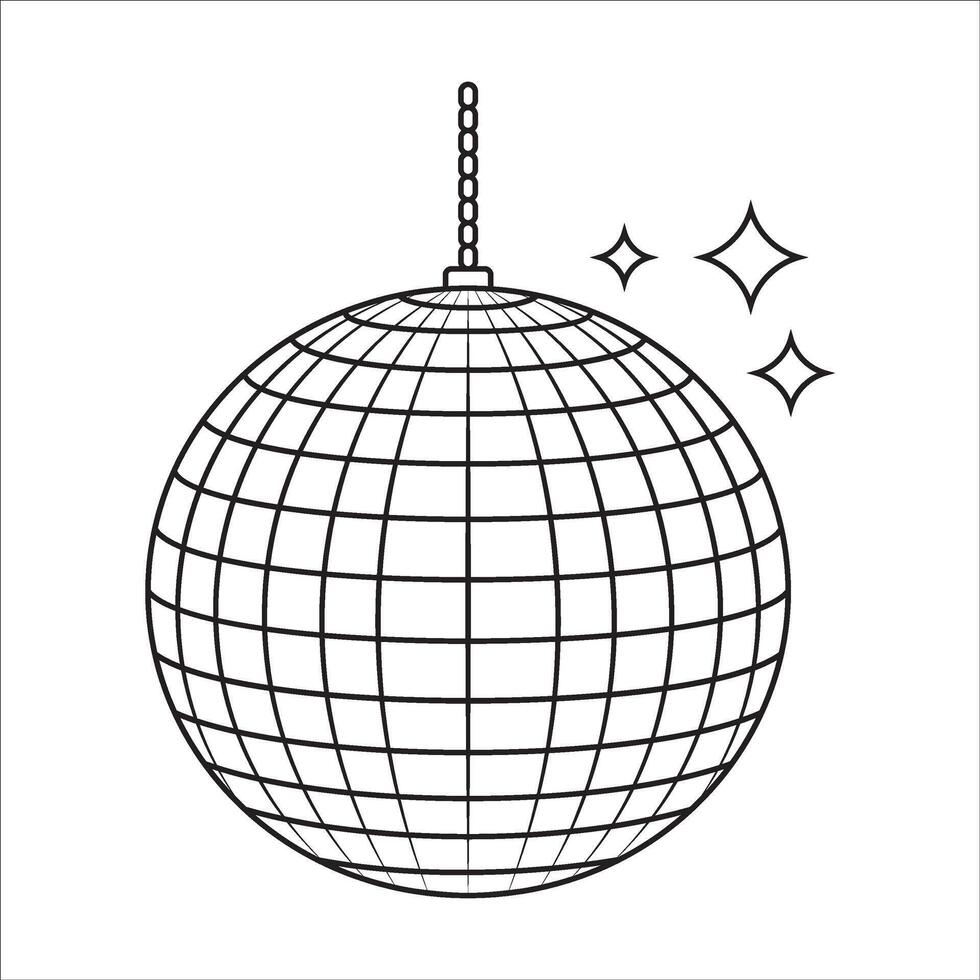 Disco ball line icon. club party dance mirror discoball line icon. nightclub light ball icon for UI designs. vector