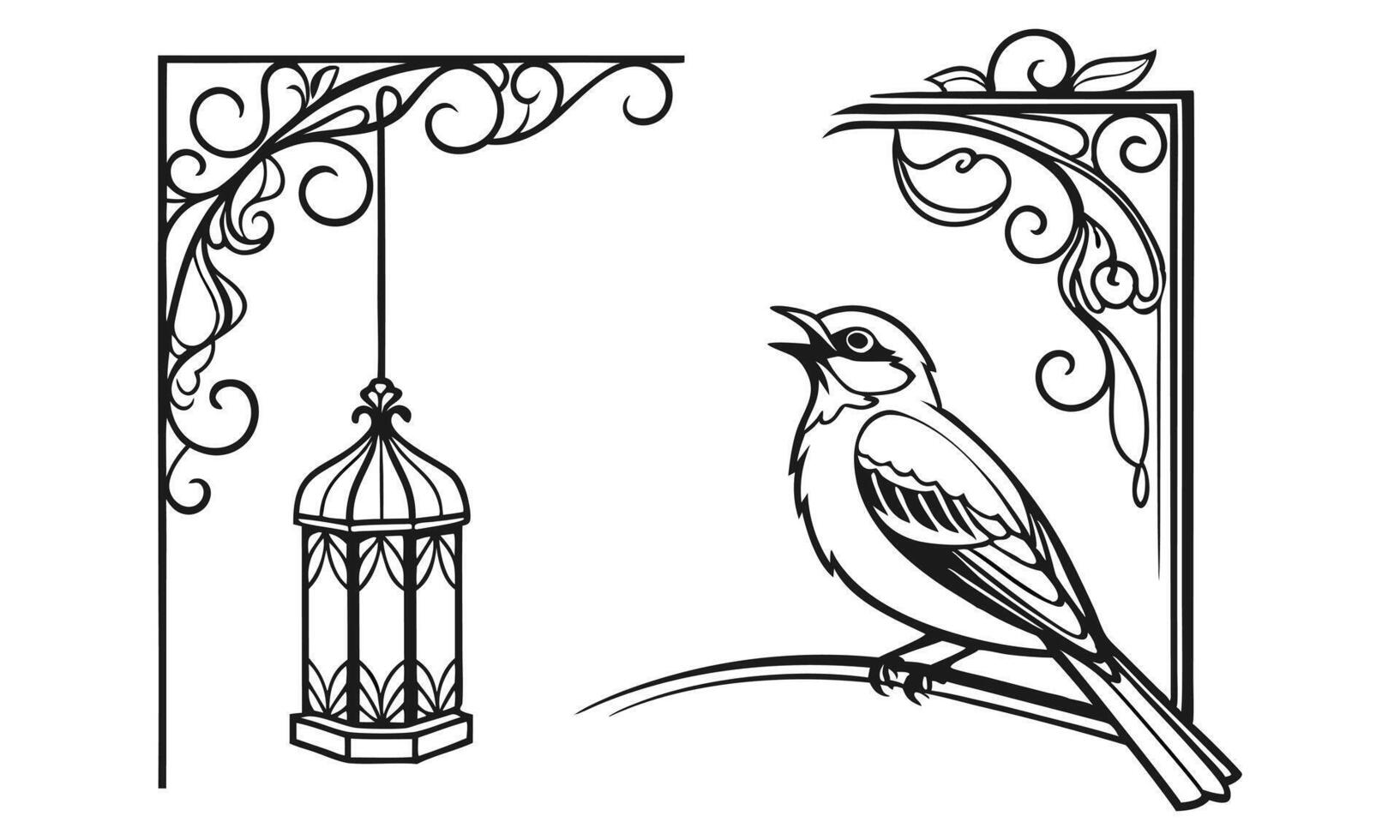 The ornate frame border enhanced the painting beauty. vector