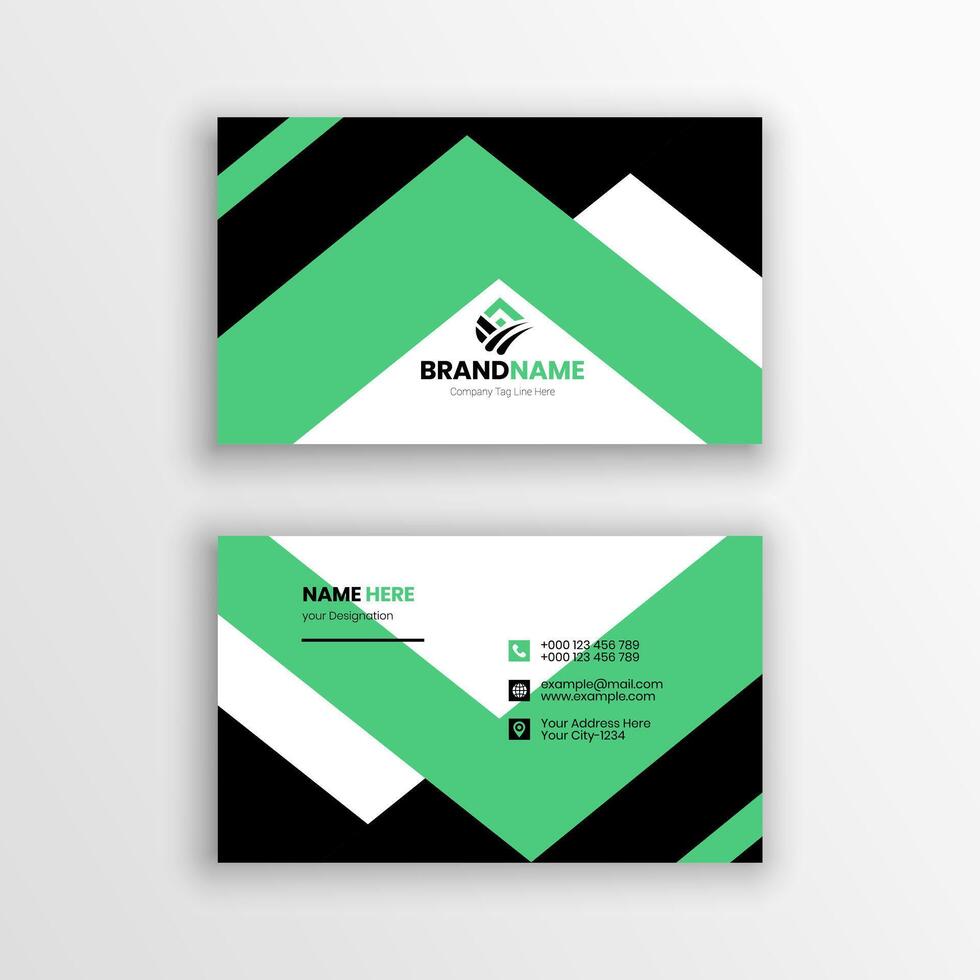 green and black business card template vector