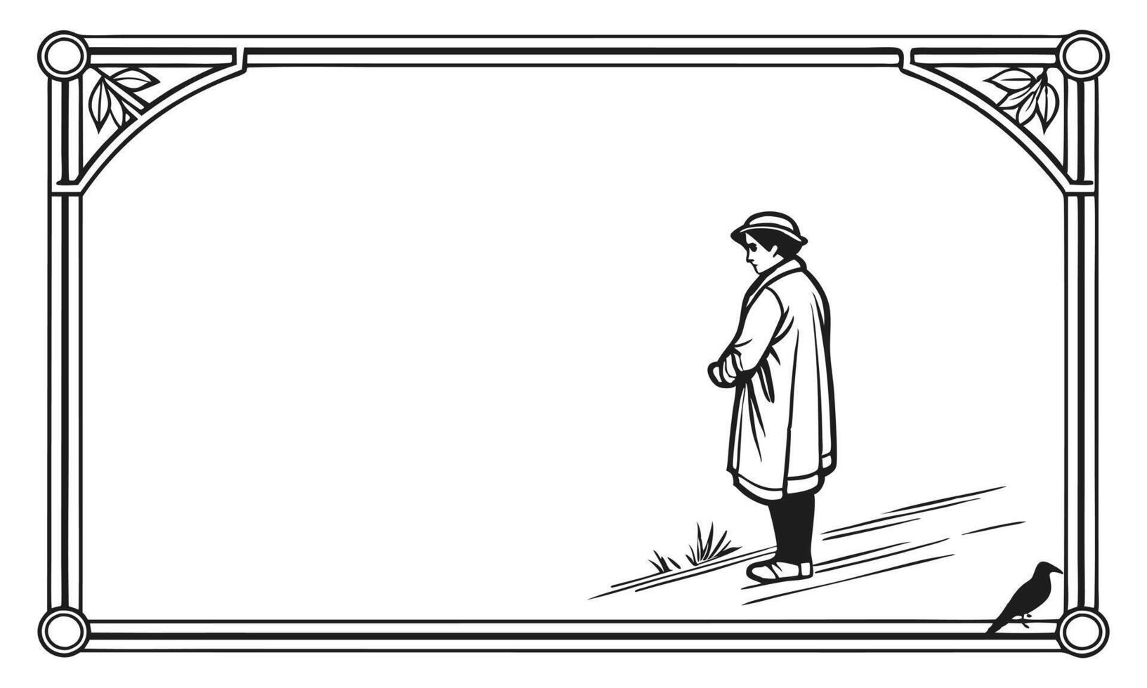 She chose an ornate frame border for drama. vector