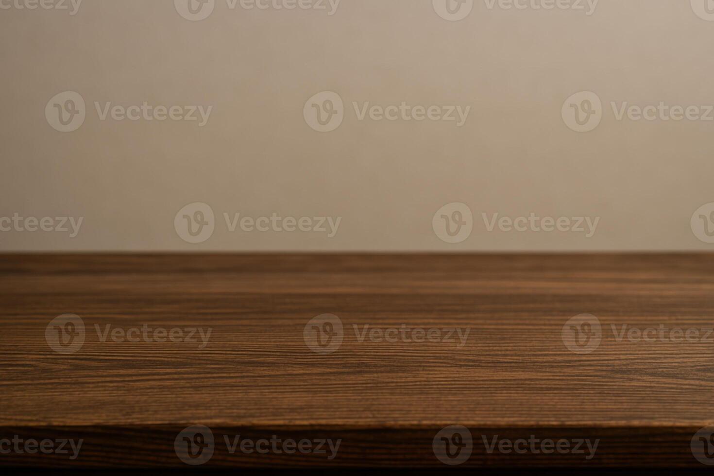 Empty Wooden Table With Neutral Background for Product Display or Design Mockup with Copy Space photo