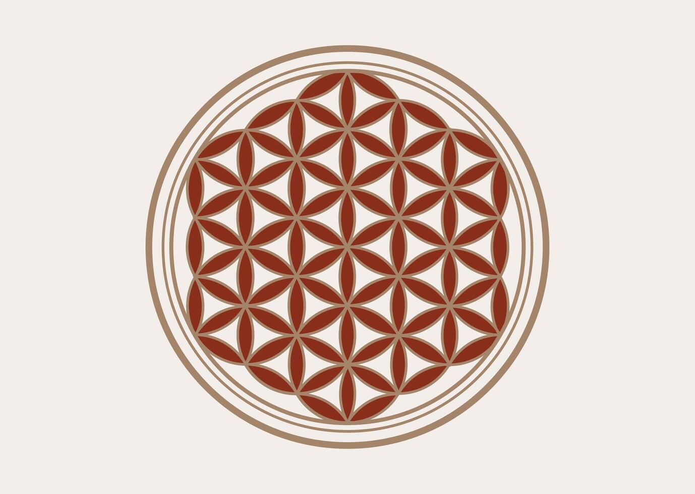 Flower of Life, Yantra Mandala seed of life, Sacred Geometry, symbol of harmony and balance. Mystical circle talisman, retro style isolated on white background vector