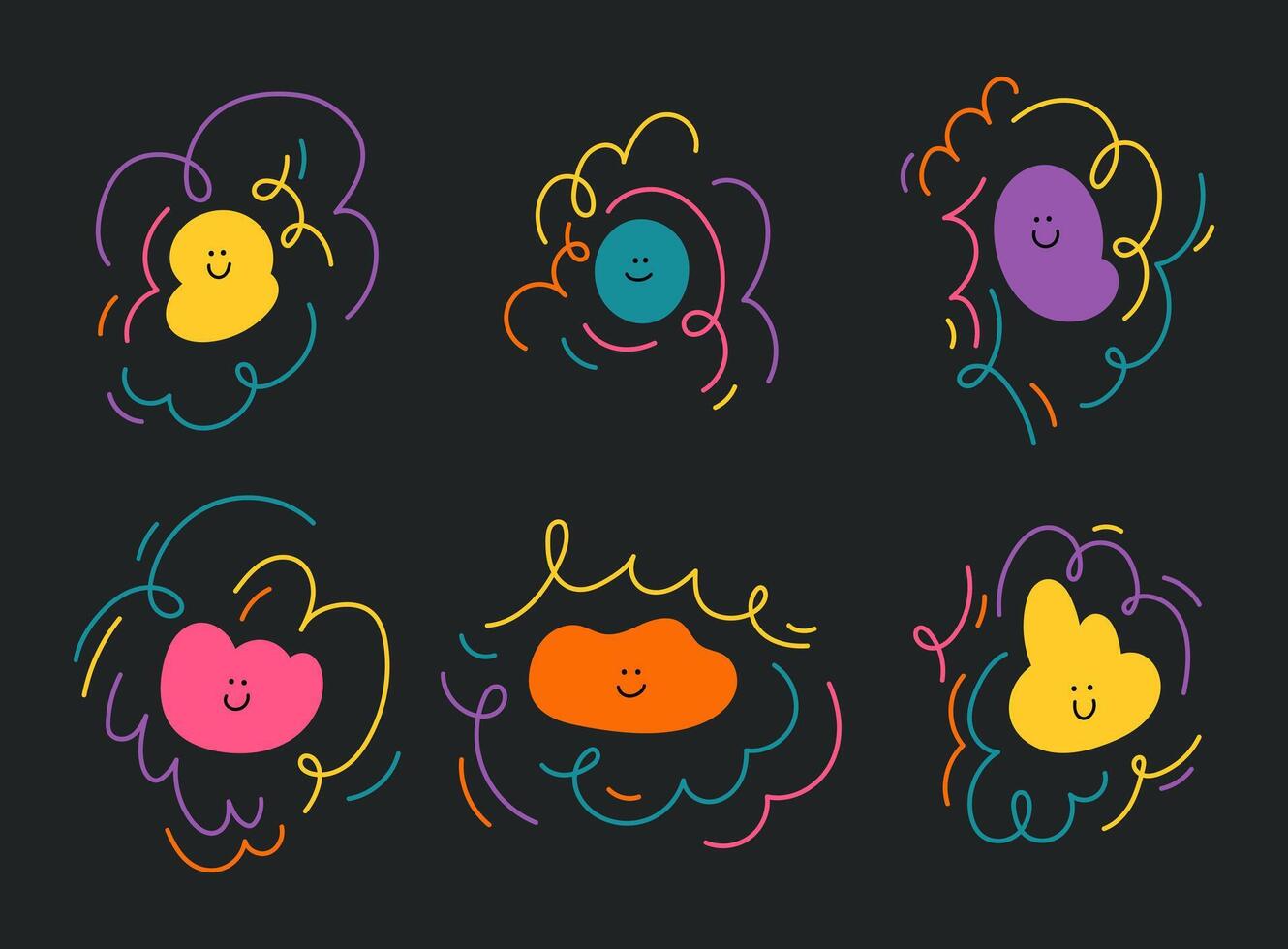 A set of colorful cartoon faces with different expressions vector