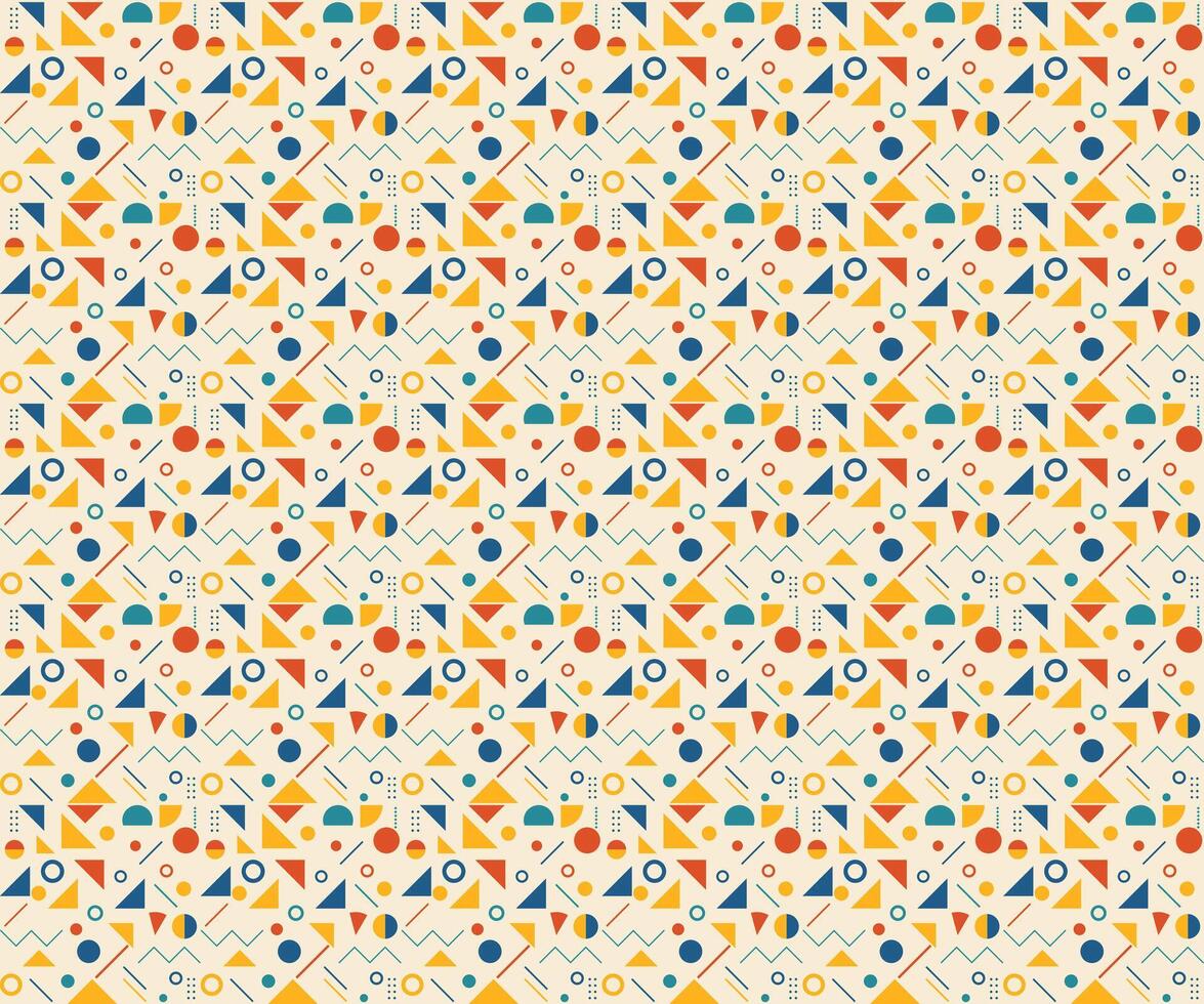 Colorful Geometric Pattern with Triangles, Circles, and Lines vector